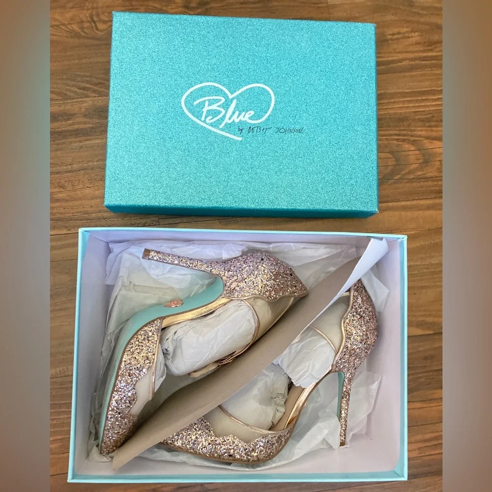 Blue by Betsy Johnson, SB Stela Champagne Glitter Pumps - Picture 10 of 10